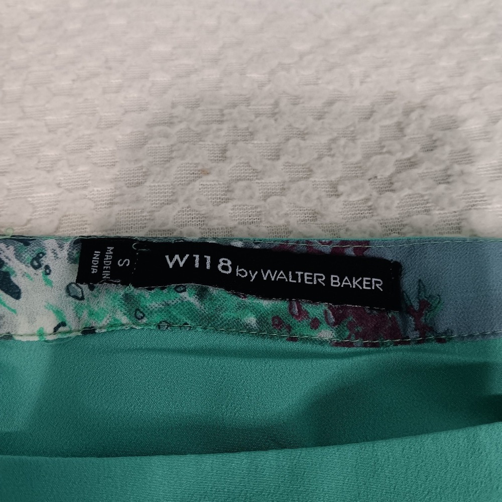 W118 Walter Baker Teal Gray Water Color Print Maxi skirt Partially Lined Small - Picture 10 of 13